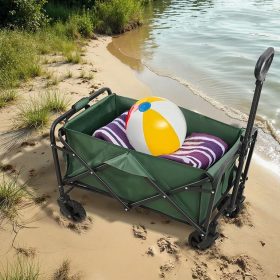   Skladací zelený záhradný plážový vozík robustný, odolný, do každého terénu