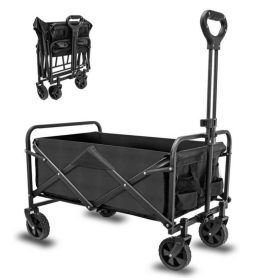   Skladací záhradný plážový vozík robustný, odolný, univerzálny čierny
