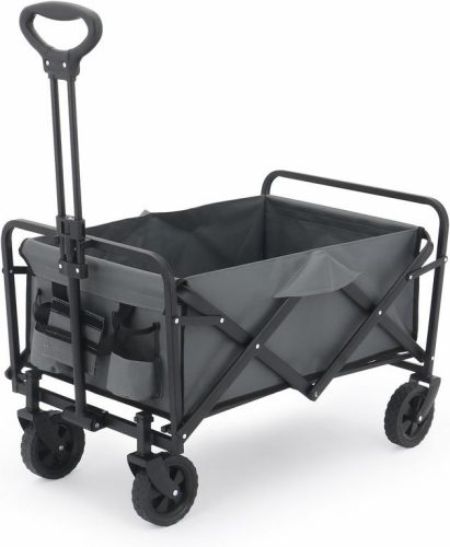 Összecsukható kerti strandkocsi masszív, nagy teherbírással, minden terep Szürke