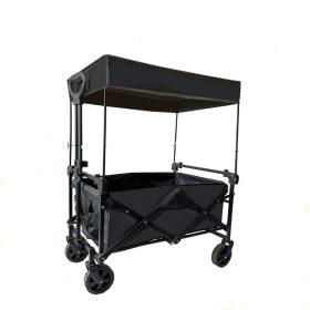   Skladací záhradný strešný plážový vozík, robustný, odolný, čierny