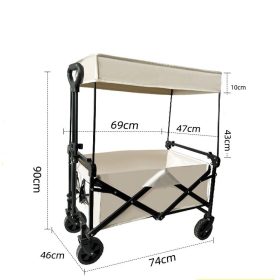   Skladací záhradný strešný plážový vozík, robustný, odolný, čierny