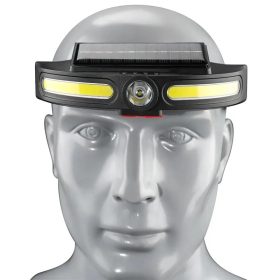   Napelemes fejlámpa COB LED és középső LED-del, 1200mAh akkumulátor, USB töltés