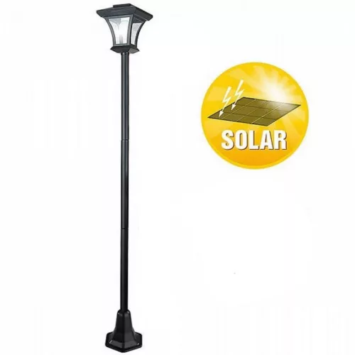Napelemes kerti kandeláber LED állólámpa 177 cm, fényérzékelős, meleg fehér