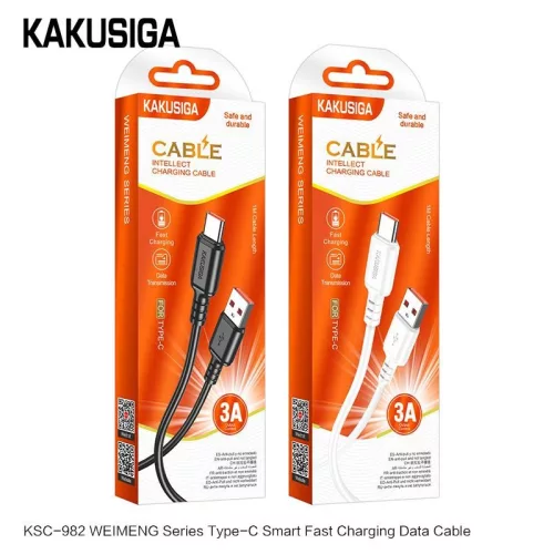 KAKU smart gyorstölto és adatkábel fekete 3A - Type-C