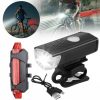 LED kerékpárlámpa szett, első és hátsó lámpa, USB-s, vízálló, akkumulátoros