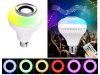 RGB LED izzó beépített Bluetooth hangszóróval és távirányítóval, E27 foglalat,