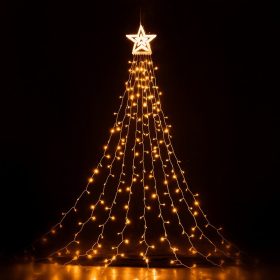   LED Csillagos karácsonyi fényfüzér, 6 m, meleg, 300 LED, IP44, 8 világítási mód