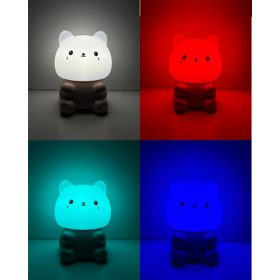   Cicás LED éjjeli lámpa RGB, érintős, USB tölthető, gyerek hangulatlámpa
