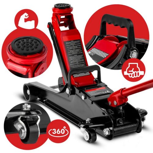 Hidraulikus autóemelő 2.5 tonna krokodil emelő, alacsony profil, 385 mm, gurulós