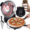1200W Elektromos Pizza Sütő 420°C Kerámia Kővel, 30 cm, Időzítővel és Légkeringe