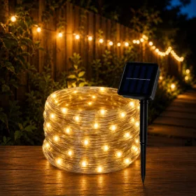   Szolár LED fényfüzér 15 m, 150 LED, meleg fehér, IP44, 8 világítási mód
