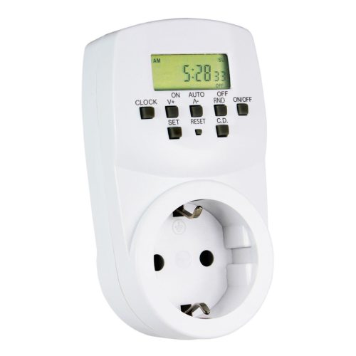 Digitálny týždenný časový spínač, 20 programov, LCD displej, časovač odpočítavania, 16 A, 3500 W