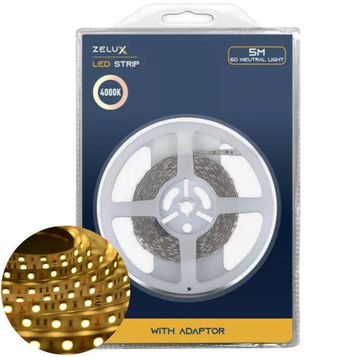 Zelux LED pásik - 5 m 12W/m 4000K IP20, 5050