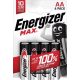 Tužková batéria Energizer MAX AA s dlhou životnosťou LR6 B4