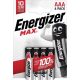 Mikro batéria Energizer MAX s dlhou životnosťou AAA LR03 B4