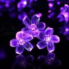 Solárny svetelný reťazec, 50 LED, dizajn čerešňového kvetu, fialová sakura, 5 m, vonkajší