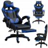 Zelux gamer szék öko-bőr borítással, lábtartóval, karfáfal, fekete-kék