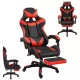 Zelux gamer szék öko-bőr borítással, lábtartóval, karfáfal fekete-piros