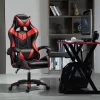Zelux gamer szék öko-bőr borítással, lábtartóval, karfáfal fekete-piros