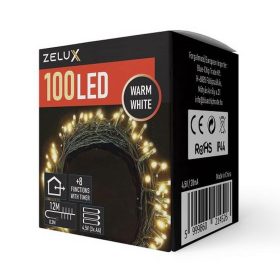 Zelux 100 LED 12m vianočné osvetlenie WW