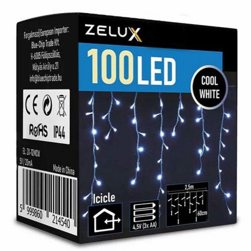 Zelux 100 LED 2,5 m vianočná svetelná opona Osvetlenie CW