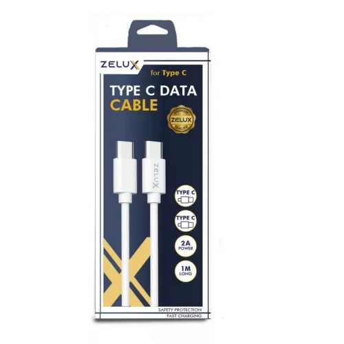 Zelux gyorstöltő 3A/60W és adatkábel 100cm typeC-C fehér