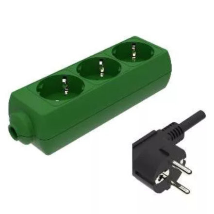 Rozvádzač Zelux ZÖLD 3x16A Zásuvka 1,5m
